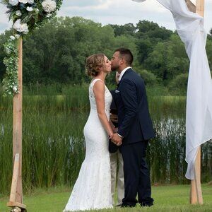 Lulus "Elbridge" White Lace Maxi Wedding Dress w/ Sweetheart Bodice – XS
